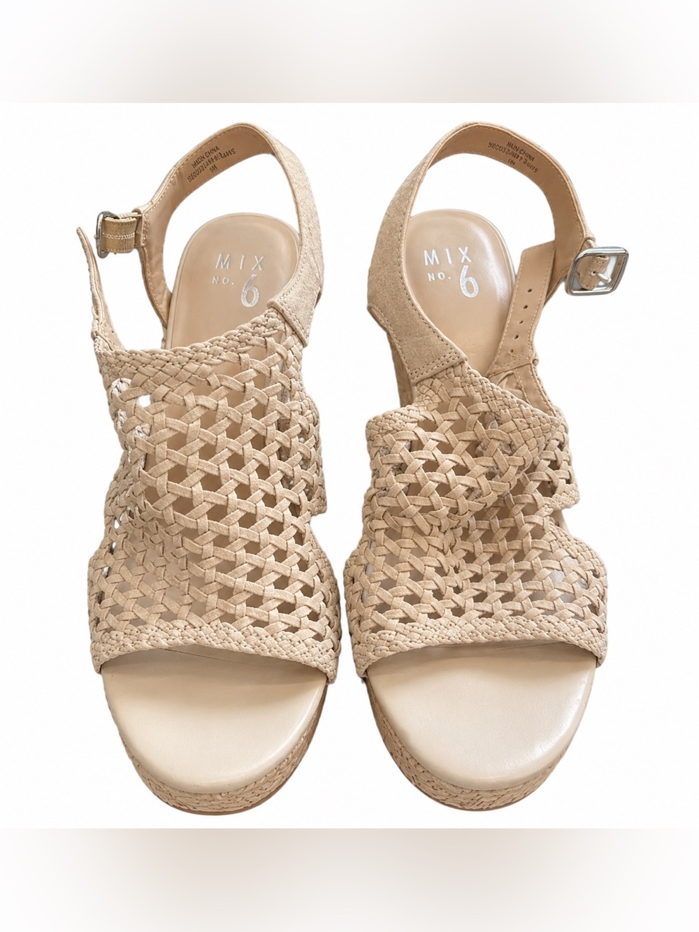 Mix No 6 Wedge Sandals Woven Taupe Size W 10
